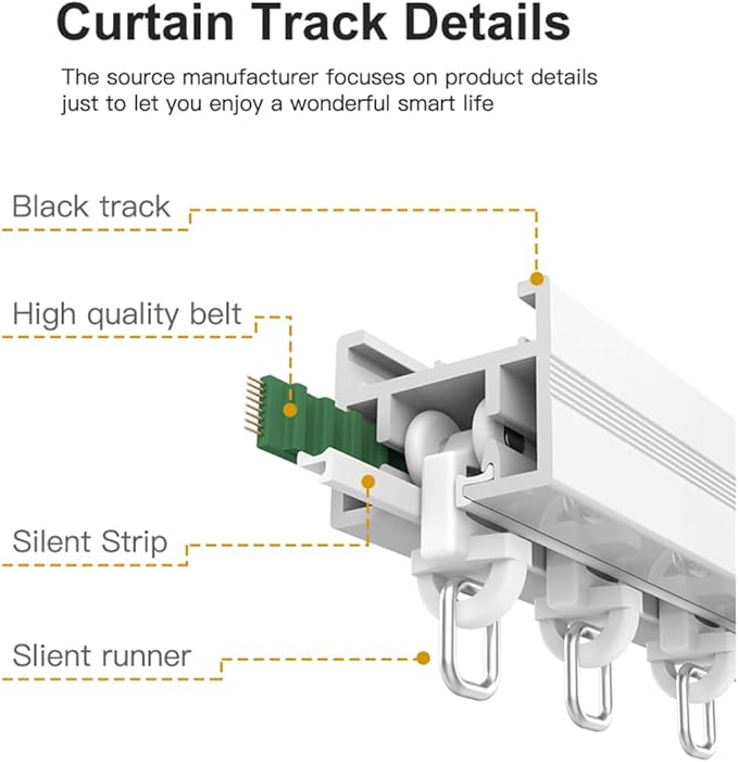 Heavy Duty Motorized Curtain Track, Pre-Assembled Automatic Curtain Opener System, Dry Contact Electric Curtains with Remote, 2.5N Smart Window Treatment Rod (5.0 meters (196.8 inches))