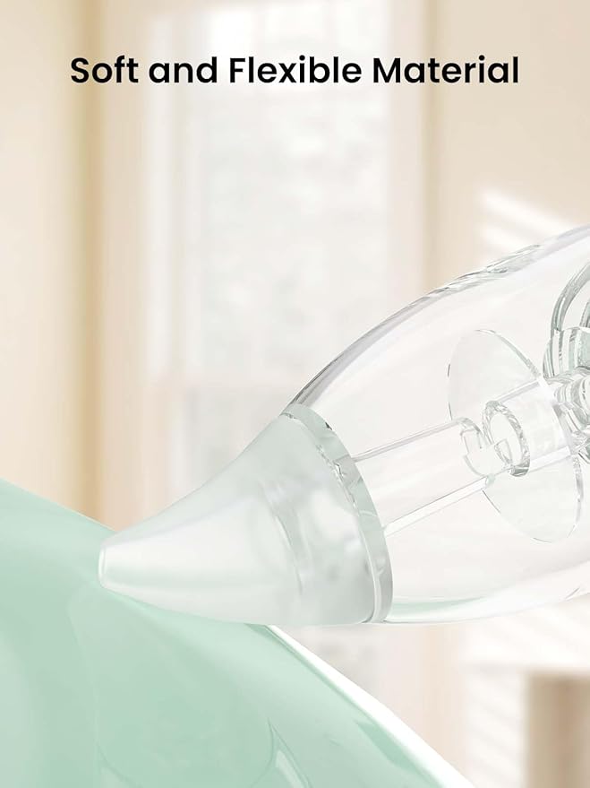 GROWNSY Nasal Aspirator for Baby with Protection Mode, Comes with 2 Larger Suction Chambers and 6 Food-Grade Soft Silicone Tips, Light Blue