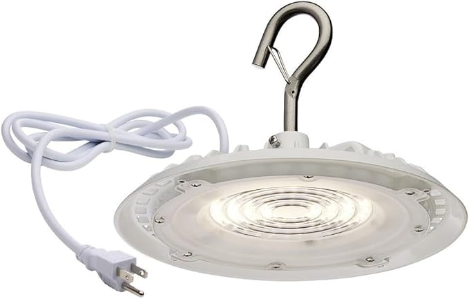 Satco 65/971 Hi-Pro 8-Inch Round LED Shop Light, UFO Utility Light, 60 Watts, White
