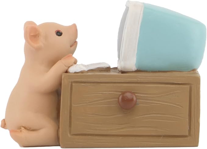 Pig Statue Mini Pig Figurine, Resin Home Decor, Lucky Animal Garden Statue for Micro Landscape (Pigs Playing with Computers)