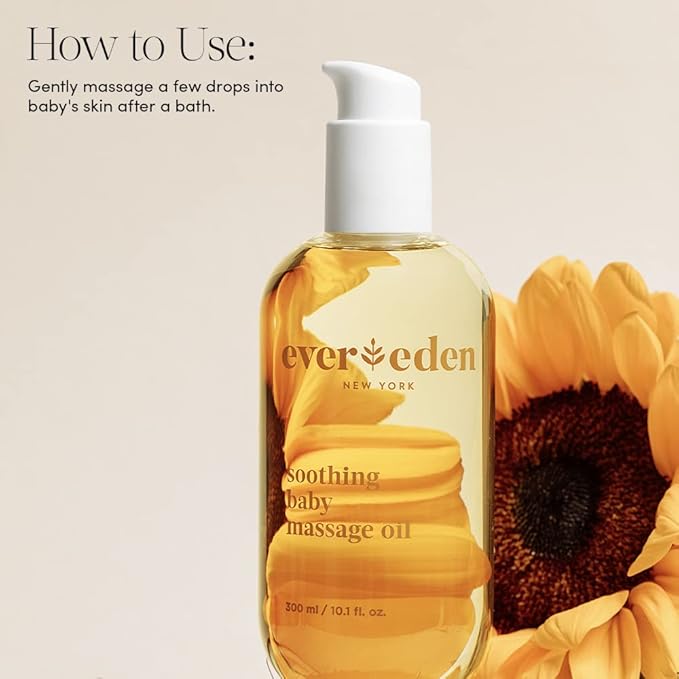 Evereden Soothing Baby Massage Oil 10.1 fl oz. | Clean Baby Care | Non-toxic and Fragrance Free | Clean Ingredients