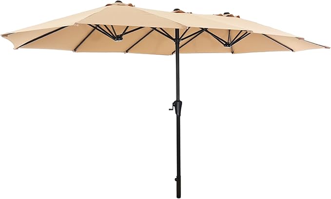 SUPERJARE 13FT Outdoor Umbrella for Patio, Double sided Pool Umbrellas with Fade Resistant Canopy, Large Table Umbrella for Deck, Market, Backyard - Beige