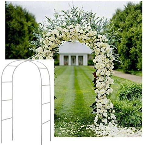 Adorox Metal Garden Arch Trellis for Climbing Plants 7.8ft Outdoor Arch Wedding Halloween Christmas Vine Trellis Pumpkin Archway Assemble Freely 2 Sizes White
