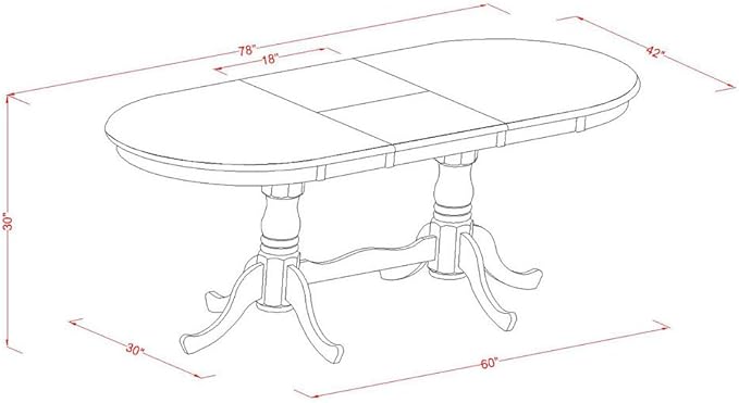 East West Furniture PLAV5-SBR-C 5 Piece Dining Room Table Set Includes an Oval Wooden Table with Butterfly Leaf and 4 Linen Fabric Kitchen Dining Chairs, 42x78 Inch, Saddle Brown