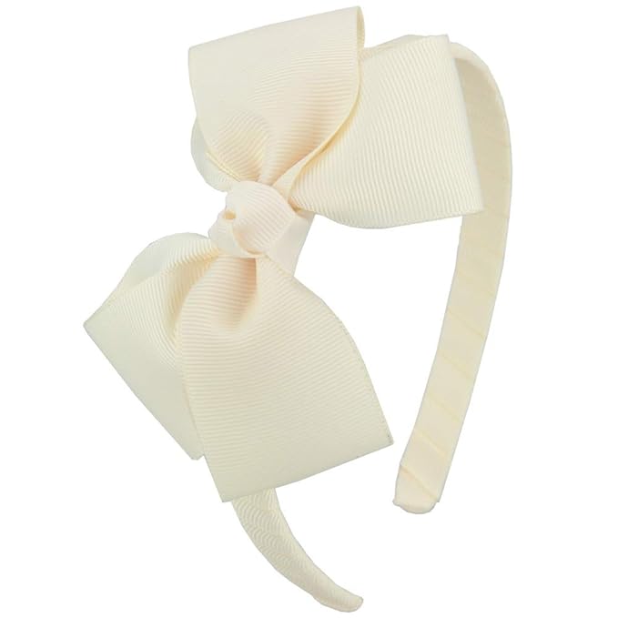 7Rainbows Cute Ivory Bow Headband for Girls Toddlers.