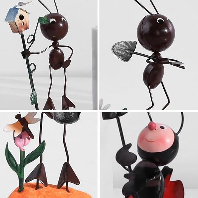 Creative Fairy Tail World Ant Ladybug Figurine Statue, Room Office Desk Outdoor Fence Lawn Ornaments Garden Decoration Help Relax Collection Bedroom Healing Heart Good Mood -Reading Ant