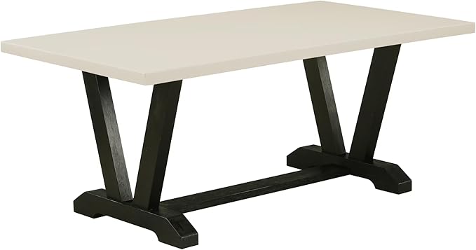 East West Furniture V627MZ606-5 5 Piece Dining Table Set for 4 Includes a Rectangle Kitchen Table with V-Legs and 4 Shitake Linen Fabric Upholstered Chairs, 40x72 Inch, Multi-Color