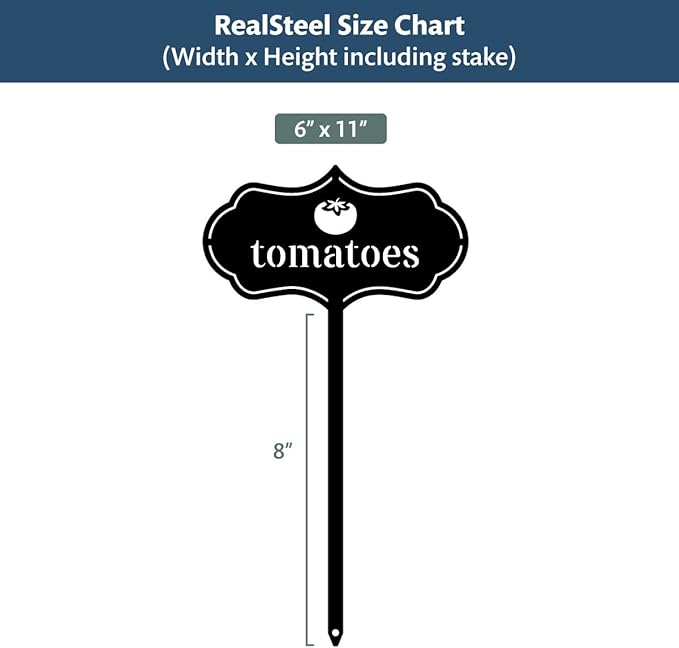 RealSteel - Seed & Plant Markers - Indoor/Outdoor Herb Garden Stakes - Elegant Fruit/Vegetable Seed Labels - Durable Plant Tags for Pots - Classy Design for Farmhouse/Greenhouse (Cauliflower)
