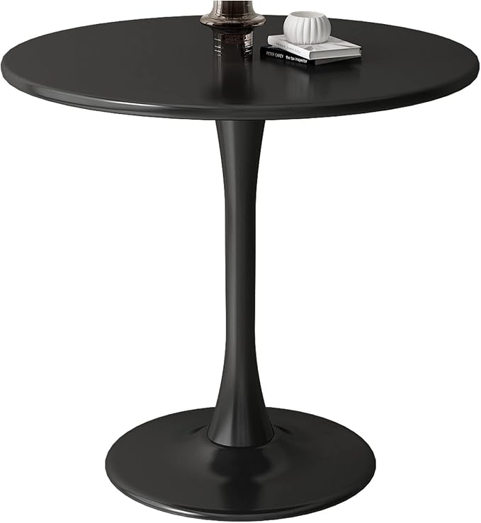 Black Round Table Modern Dining Table Tulip Round Kitchen Table Mid Century Coffee Table for Living Room, 31.5 inch