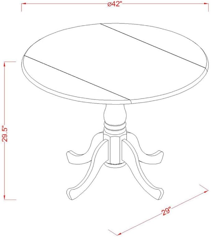 East West Furniture DLPO3-SBR-C 3 Piece Kitchen Table & Chairs Set Contains a Round Dining Room Table with Dropleaf and 2 Linen Fabric Upholstered Dining Chairs, 42x42 Inch, Saddle Brown