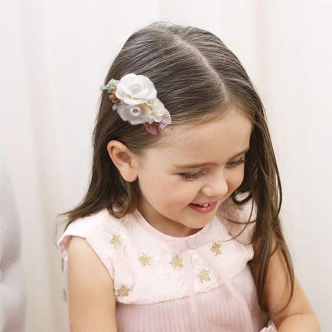 Flower Hair Clips Set-Cherrboll 3pcs Floral Hair Bow Accessories for Baby Girl Toddles Teen Gifts