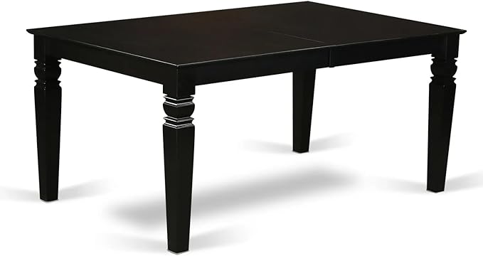 East West Furniture LGDA5-BLK-32 5 Piece Dining Set Contains a Rectangle Wooden Table with Butterfly Leaf and 4 Polyester Fabric Upholstered Chairs, 42x84 Inch, Black
