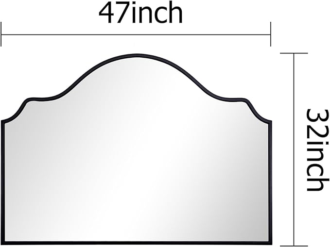 Chende Large Black Mirror, 47'' x 32'' Arched Mirror with Wooden Frame, Modern Decorative Wall Mirror for Living Room, Fireplace, Entryway