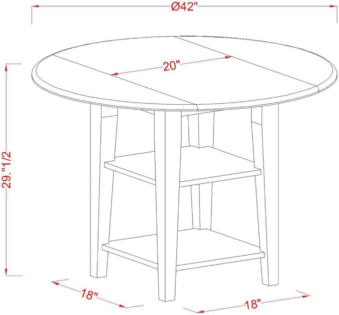 East West Furniture SUDA3-LWH-C 3 Piece Dining Table Set Contains a Round Dining Room Table with Dropleaf & Shelves and 2 Linen Fabric Upholstered Chairs, 42x42 Inch, Linen White