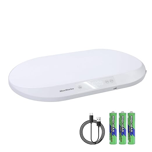 MaxWorks Multi Function Digital Scale 88 lb Capacity Pet Scale for Dogs and Cats Accurate Infant and Toddler Growth Scale Shipping Scale with Backlit Display and Tare Function (51075)