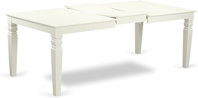 East West Furniture LGVA7-LWH-W 7 Piece Dining Room Furniture Set Consist of a Rectangle Kitchen Table with Butterfly Leaf and 6 Dining Chairs, 42x84 Inch, Linen White