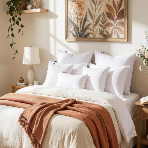 26x26 Pillow Inserts, Set of 2 Down Alternative Throw Pillows Insert for Bed, Sofa & Couch, Ultra Soft Fluffy Sleeping Pillow with 100% Cotton Cover - size: 26x26 Inch