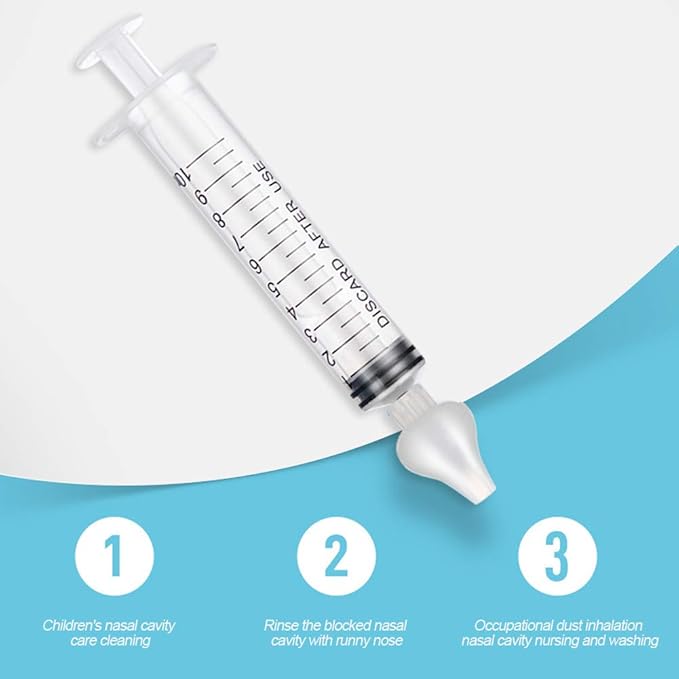Baby Nasal Aspirator, 2 Box Professional Syringe Baby Nasal Irrigator Infant Nose Cleaner Rinsing Device with Cleanable and Reusable Silicone Nasal Suction Tip