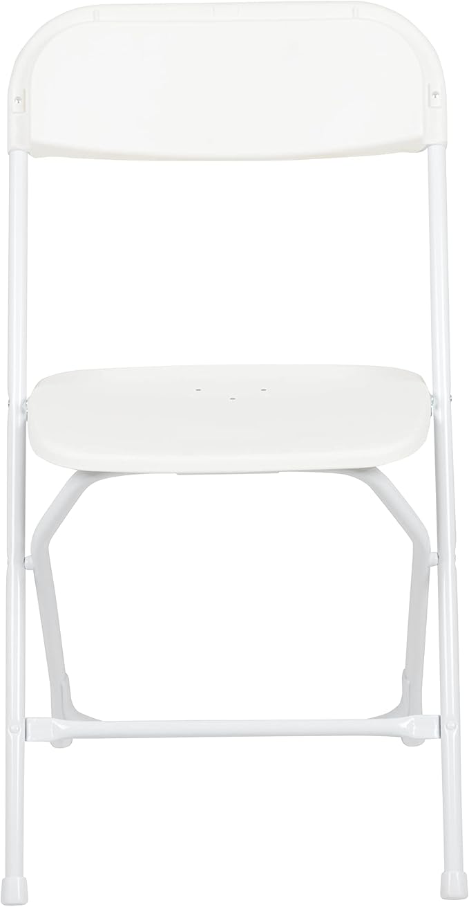 Flash Furniture Hercules Series Plastic Folding Chairs for Parties and Weddings, Stackable Commercial Event Seats with 650-lb. Static Weight Capacity, Set of 6, White