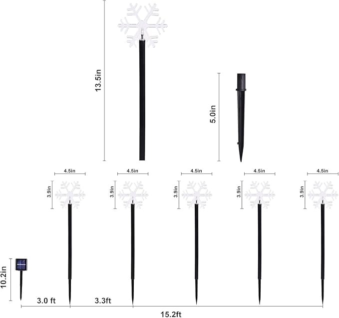 BRIGHTDECK Snowflake Solar Christmas Decorations Outdoor, 10 Pack LED, Waterproof Snowflake Pathway Lights, Stake Lights for Christmas Garden Decor (10Pcs Cold White)