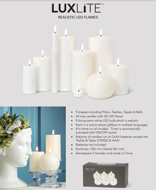 Abbott Collection Wax LED Flameless Taper Candle. Set of 2 - White (9.5" H)