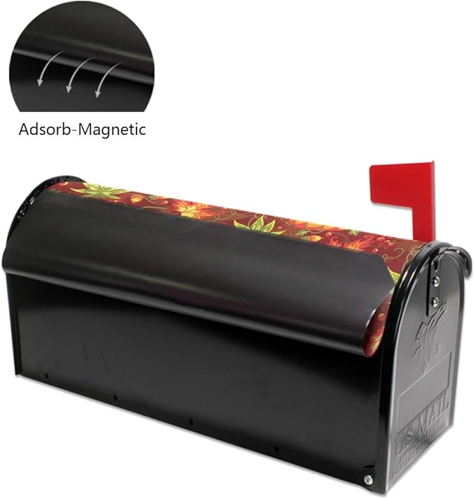 WOOR Autumn with Pumpkin Fall Leaves Magnetic Thanksgiving Mailbox Cover MailWraps Garden Yard Home Decor for Outside Standard Size-18"x 20.8"