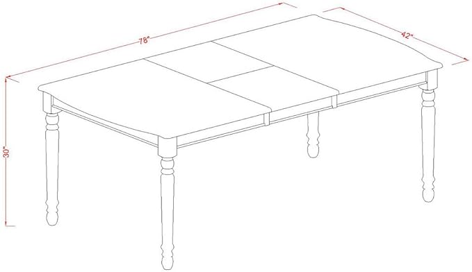 East West Furniture DOQU7-WHI-W 7 Piece Dining Room Table Set Consist of a Rectangle Wooden Table with Butterfly Leaf and 6 Kitchen Dining Chairs, 42x78 Inch, Buttermilk & Cherry