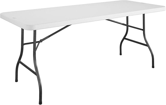COSCO 6 Foot Blow Molded Folding Table, White