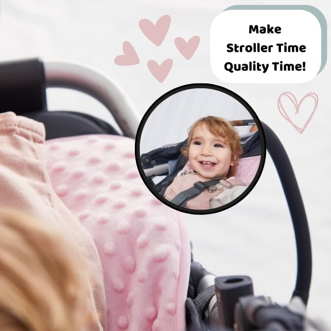 Original Stroller Mirror- See Baby's Face on Walks. Rear View Mirror for Prams and Strollers. Easy Connection. Universal Stroller Accessory for Safety and Connection.