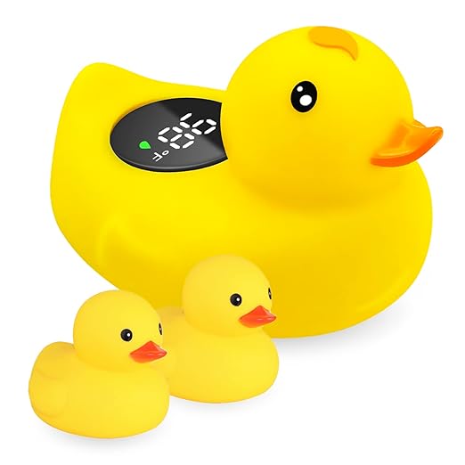 Baby Bath Tub Thermometer for Newborn - Bathtub Water Temperature Thermometer for Toddler, Safety Floating Bathing Tub Toy Newborn Bath Essentials, Gift for Mom Kid Girls Boys (Duck)