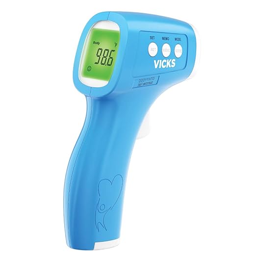 Vicks Non-Contact Infrared Thermometer for Forehead, Food and Bath – Fast, Reliable, and Clinically Proven Accuracy for Adults, Babies, Toddlers and Kids
