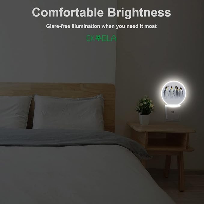 EKOBLA Penguin Plug-in Night Light, Cute South Pole Ice Animal LED Nightlight with Auto Sensor for Bedroom, Bathroom & Hallway