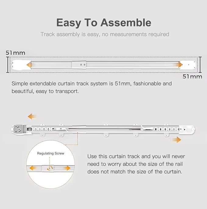 ZigBee Smart Curtain Motor with Retractable Track, Automatic Curtain Opener System 2.5N.m Motorized Drapery Rods Compatible with Alexa/Google Home (2.8-5.2 meters (110.2-204.7 inches) Adjustable)