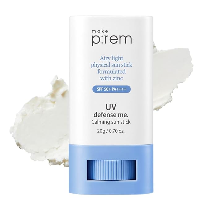 MAKEP:REM [make p:rem] UV defense me. Calming sun stick SPF 50 | non-nano zinc oxide physical sunscreen for face | UVA/UVB protection | No oxybenzone & octinoxate | 20g, 0.70 fl.oz. | makeprem