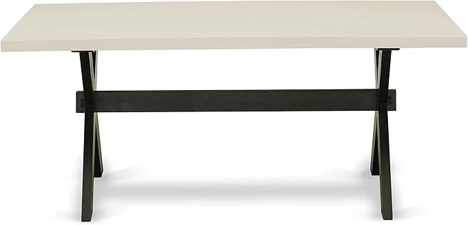 East West Furniture X627FL624-5 5 Piece Dining Set Includes a Rectangle Dining Room Table with X-Legs and 4 Black Linen Fabric Upholstered Parson Chairs, 40x72 Inch, Multi-Color