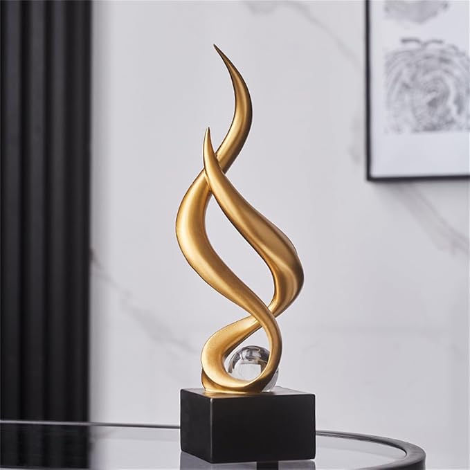 AWNR Abstract Art Deco Decor Statues for Home,Shelves,Table,Living Room, Dining Room,Modern Sculpture Decoraciones of Homes for Sale (Gold C)