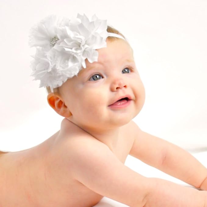 My Lello Headband Shabby Fabric Flower Cluster Baby - Infant - Toddler - Girl Stretchy Elastic Black