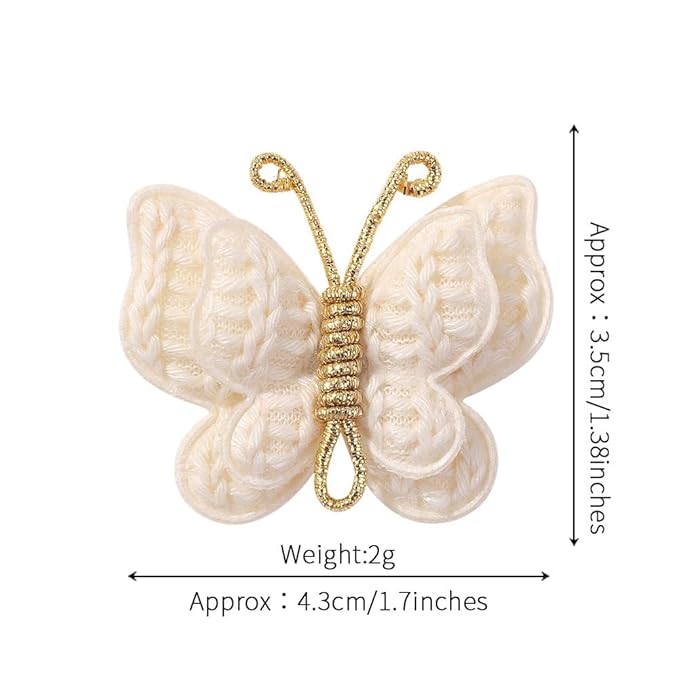 2 Pcs Butterfly Hair Bow Girl, Beige Kid's Cute Hair Clips Barrettes Accessories for Infants Toddlers Baby Kids Fine Hair