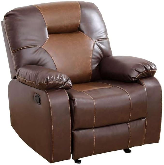 Manual Breathing Leather Reclining Sofa, Leather Recliner Couch, Comfortable Wide Lazy Leather Sofa for Living Room (Brown, Single Chair)