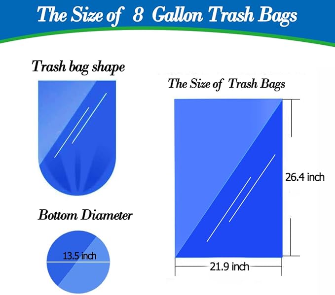 Hommaly 8 Gallon 86 pcs Medium Clear Trash Bags Strong Clear Garbage Bags