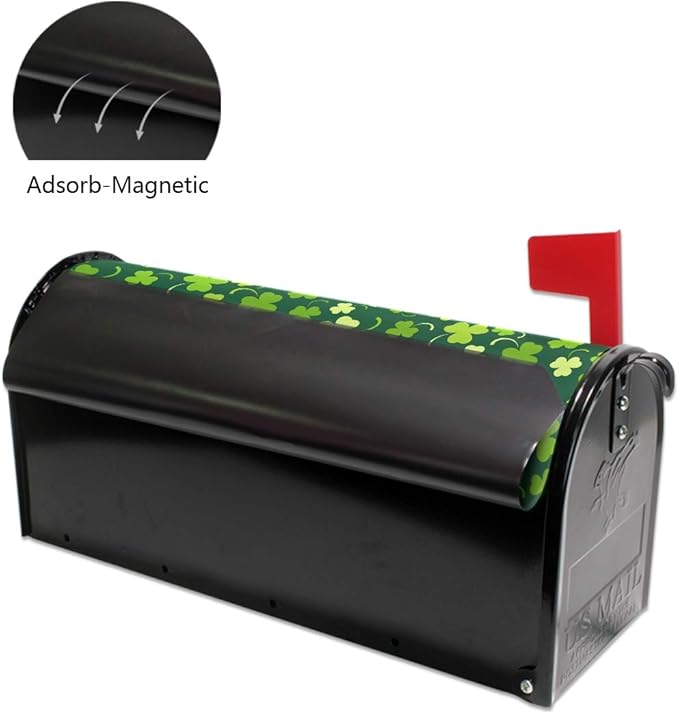 ALAZA WOOR St Patricks Day Shamrock Magnetic Mailbox Cover MailWraps Garden Yard Home Decor for Outside Oversized-25.5" x20.8"