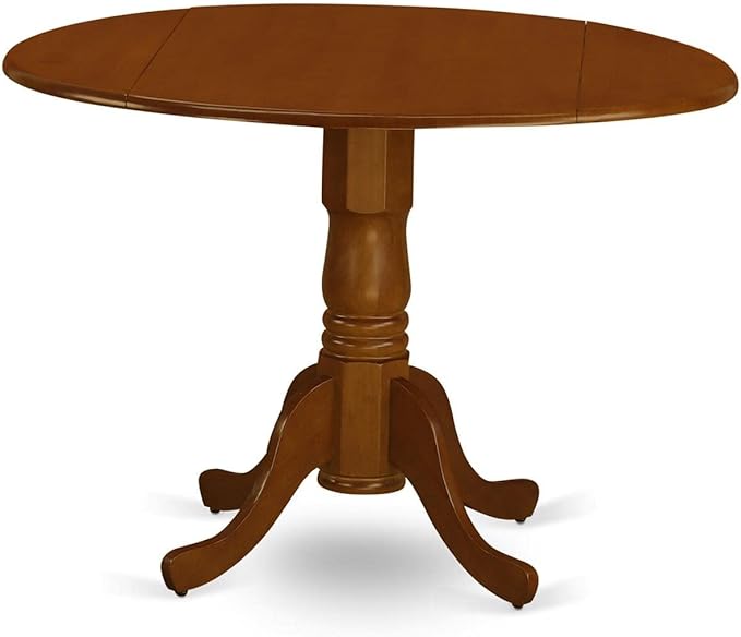 East West Furniture DLDA3-BMK-W 3 Piece Dining Room Furniture Set Contains a Round Dining Table with Dropleaf and 2 Wood Seat Chairs, 42x42 Inch, Buttermilk & Cherry