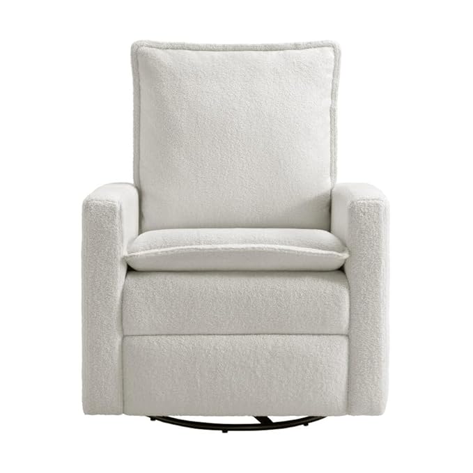Oxford Baby Uptown Upholstered Swivel Glider and Recliner Nursery Chair, Boucle White