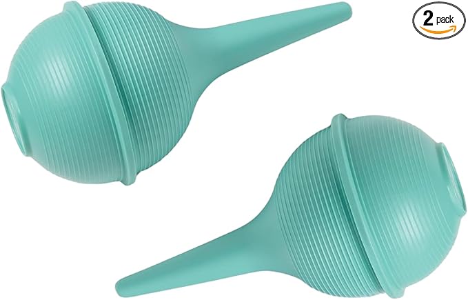 Comfort Axis Baby Nasal Aspirator and Ear Wax Bulb Syringe, Green, 3 Oz, Pack of 2