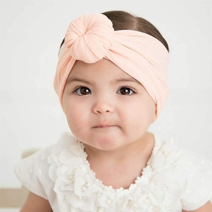 Qandsweet Baby Headbands Circle Bows Knotted Soft Silk Nylon Headwraps For Newborn Infant Toddlers Girl Kids