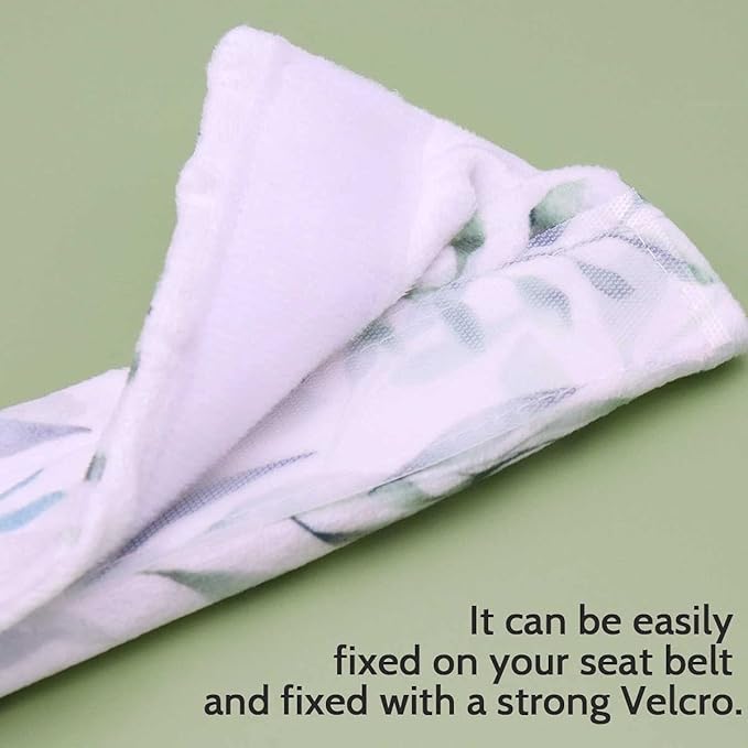 DILIMI Baby Car Seat Neck Cover, 2Pcs Car Seat Belt Cover Pad, Shoulder Strap Protectors, Seat Belt Covers Cushion for Boy Girl (Leaf)