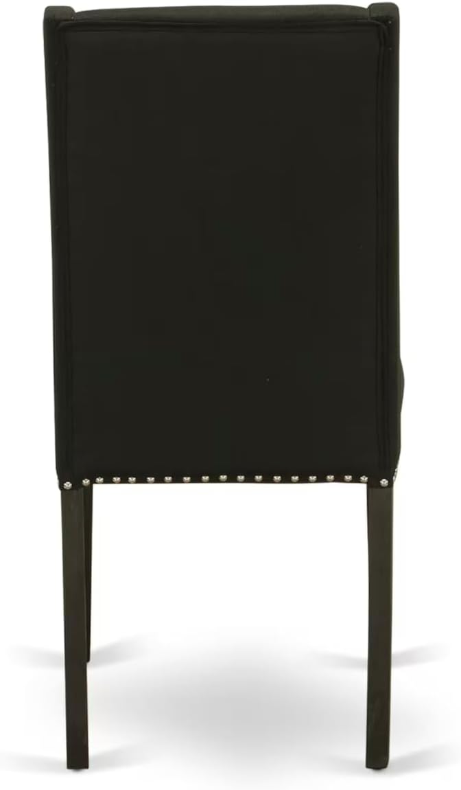 East West Furniture V627FL624-6 6 Piece Dining Room Table Set Contains a Rectangle Kitchen Table with V-Legs and 4 Black Linen Fabric Parson Chairs with a Bench, 40x72 Inch, Multi-Color