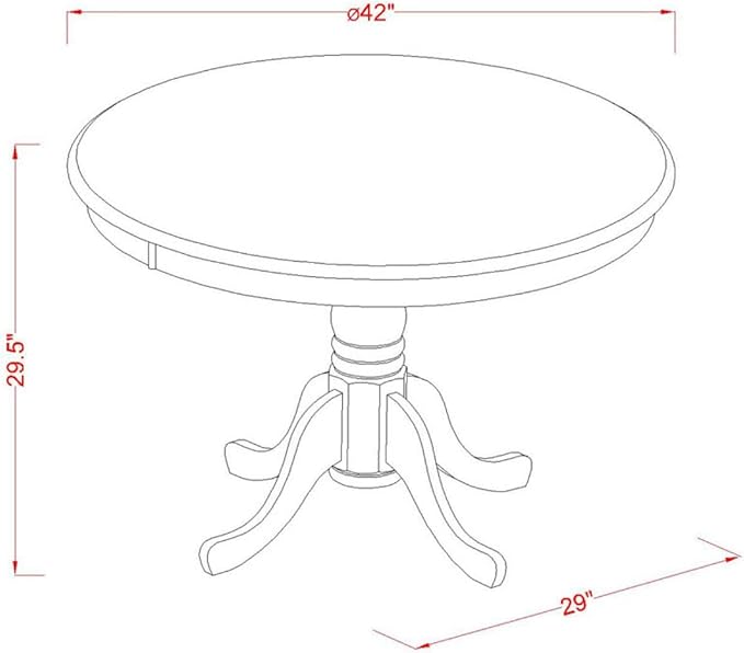 East West Furniture HLBO5-LWH-LC 5 Piece Dining Set Includes a Round Dining Room Table with Pedestal and 4 Faux Leather Upholstered Chairs, 42x42 Inch, Linen White
