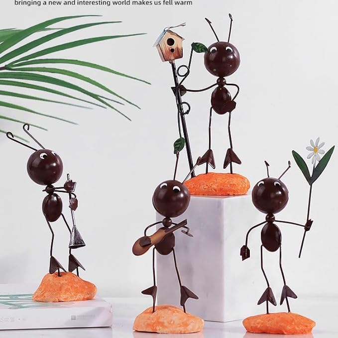 Creative Fairy Tail World Ant Ladybug Figurine Statue, Room Office Desk Outdoor Fence Lawn Ornaments Garden Decoration Help Relax Collection Bedroom Healing Heart Good Mood -Reading Ant