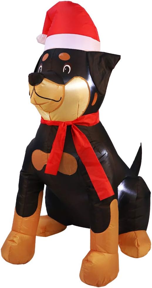 Outdoor Indoor Christmas Inflatable LED Lighted Rottweiler Dog Blow Up Holiday Yard Decoration